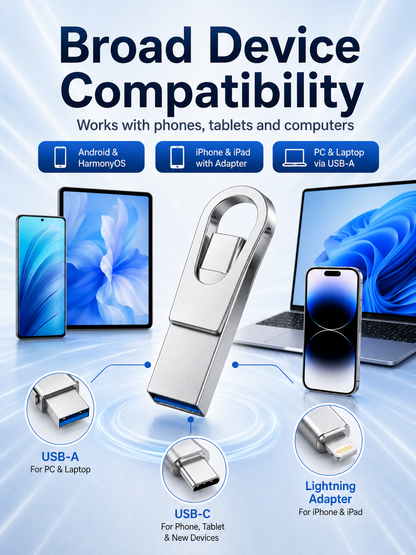 📱 3-in-1 Phone & Computer Flash Drive – Fast Photo & File Transfer