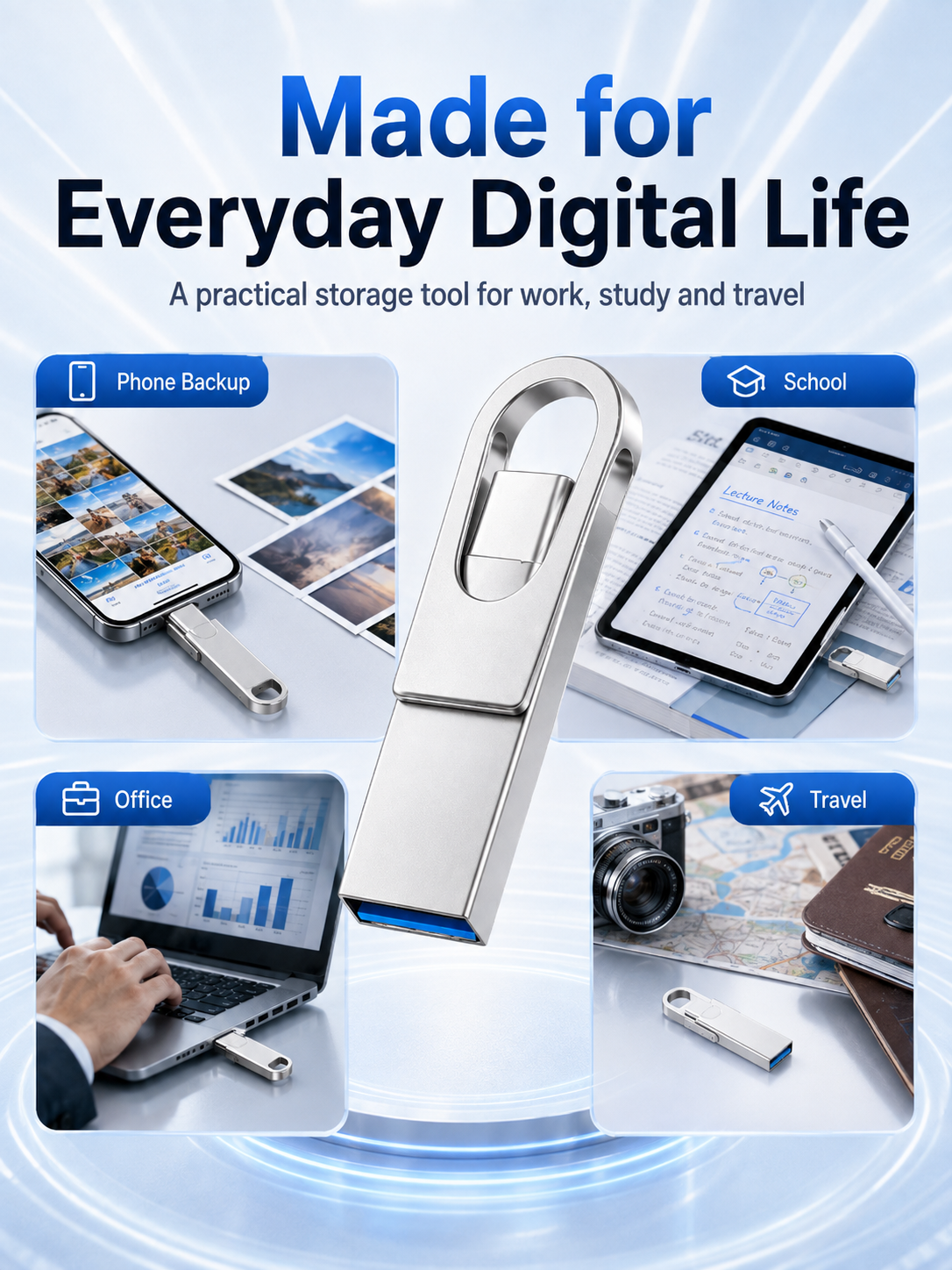 📱 3-in-1 Phone & Computer Flash Drive – Fast Photo & File Transfer