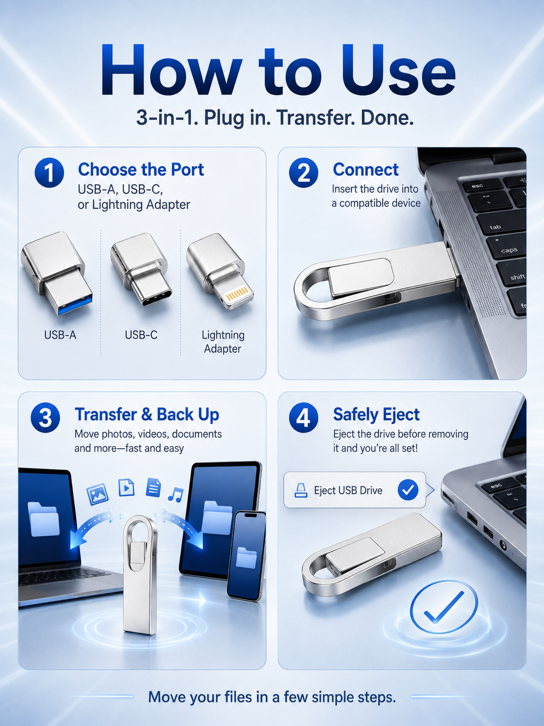 📱 3-in-1 Phone & Computer Flash Drive – Fast Photo & File Transfer