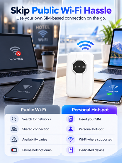 📶 Portable Wi-Fi 6 Mobile Hotspot – Nano SIM Travel Router for On-the-Go Internet