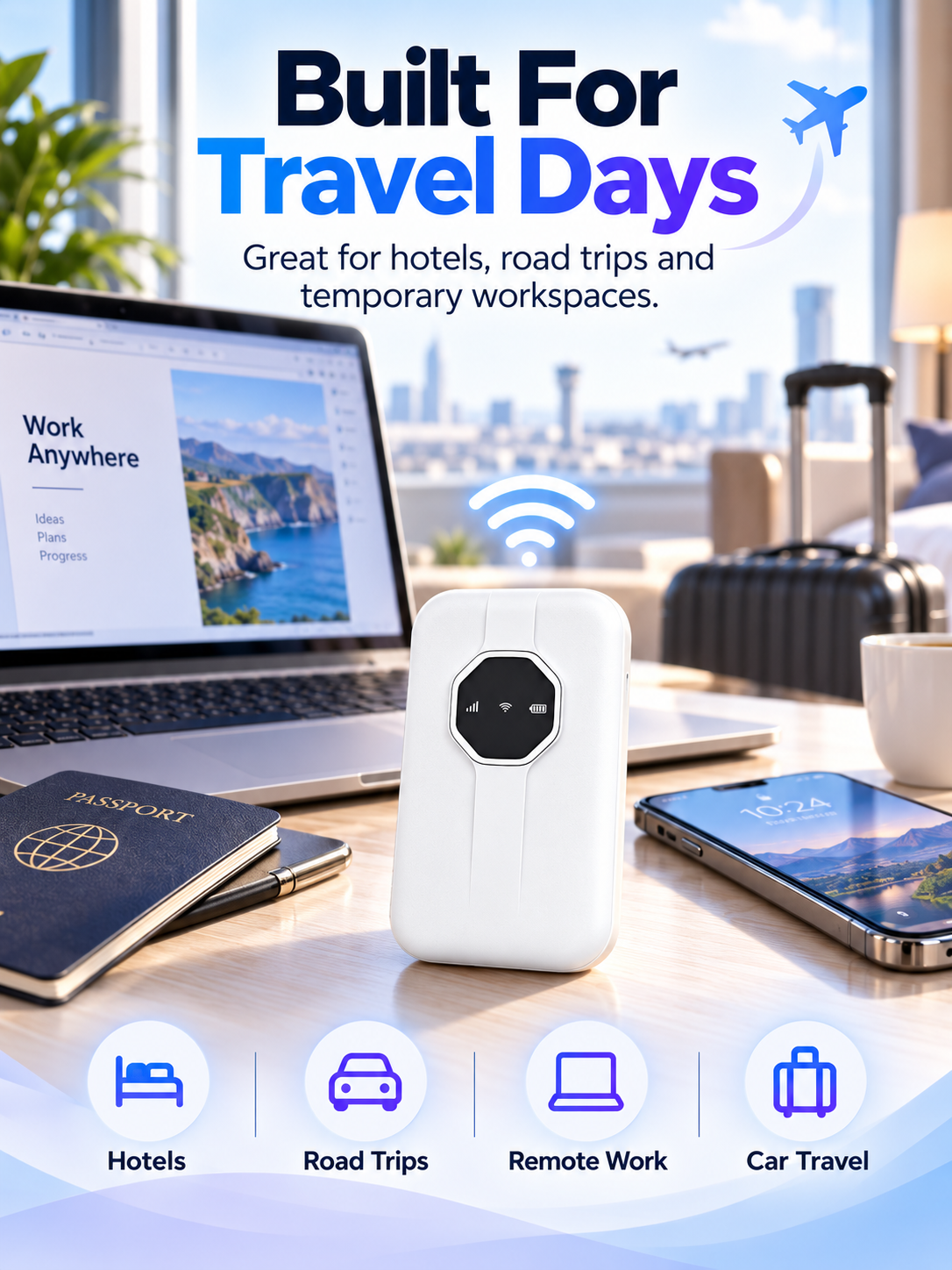 📶 Portable Wi-Fi 6 Mobile Hotspot – Nano SIM Travel Router for On-the-Go Internet